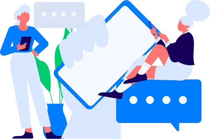 Woman working on business report  Illustration