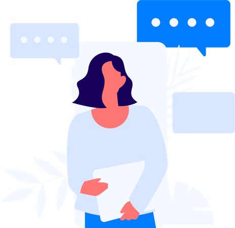 Woman working on business report  Illustration
