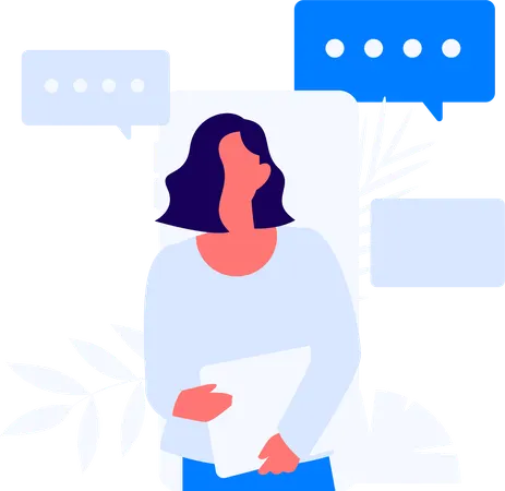 Woman working on business report  Illustration