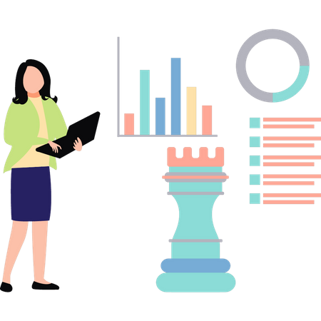 Woman working on business strategy  Illustration