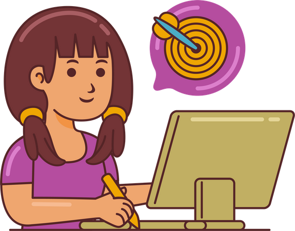 Woman Working on business target  Illustration