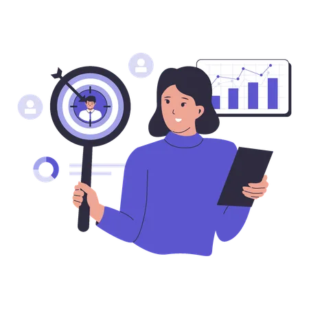 Woman working on Business target audience  Illustration