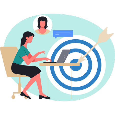 Woman working on business target  Illustration