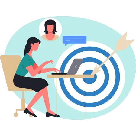 Woman working on business target  Illustration