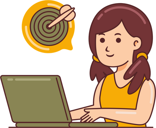 Woman Working on business target  Illustration