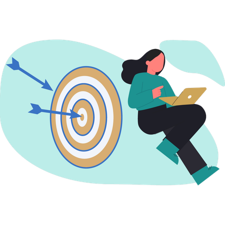 Woman working on Business target  Illustration