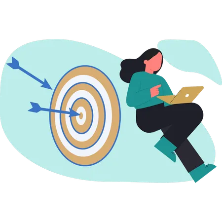 Woman working on Business target  Illustration