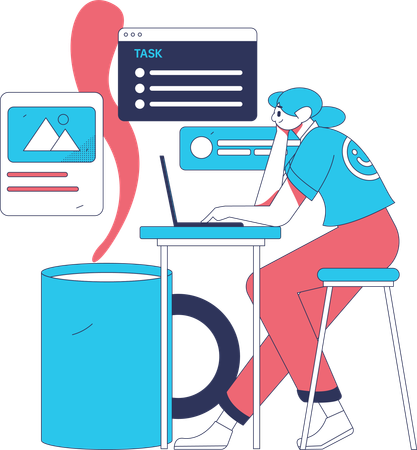 Woman working on business task  Illustration