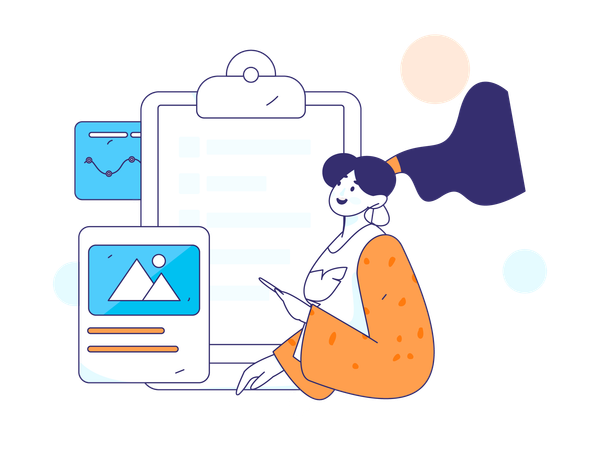 Woman working on business task  Illustration