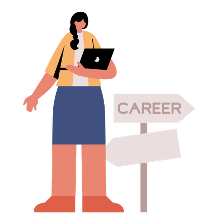 Woman working on career growth  Illustration