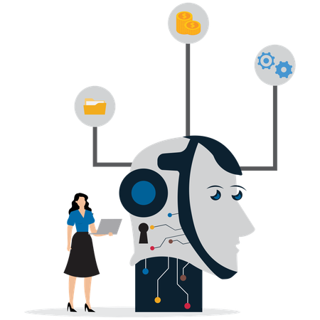 Woman working on Cloud AI Integration  Illustration
