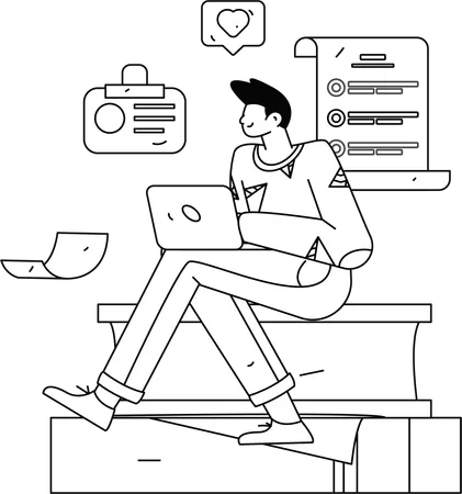 Woman working on cloud data management  Illustration