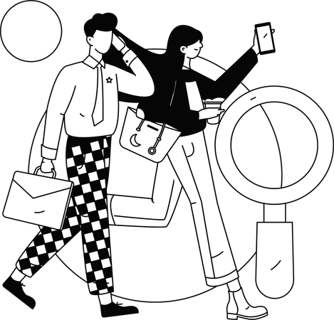 Woman working on cloud data management  Illustration