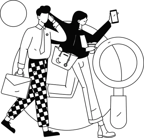 Woman working on cloud data management  Illustration