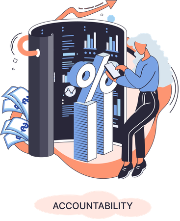 Woman working on Company tax and account  Illustration