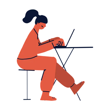 Woman working on computer  Illustration