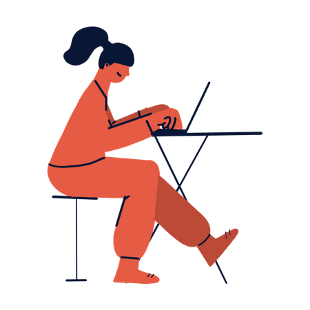 Woman working on computer  イラスト