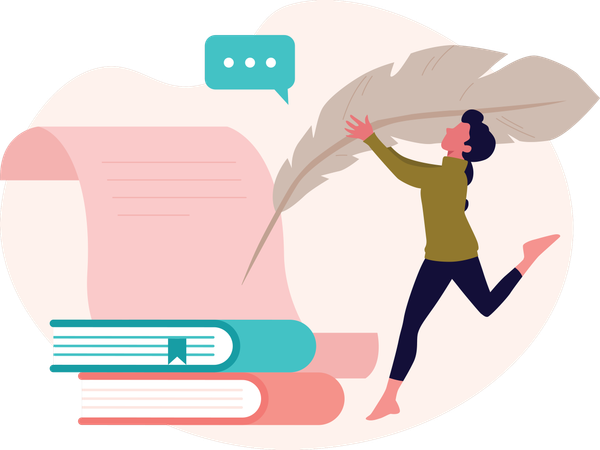 Woman working on content writing  Illustration