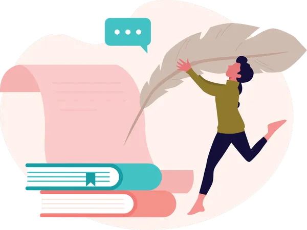 Woman working on content writing  Illustration