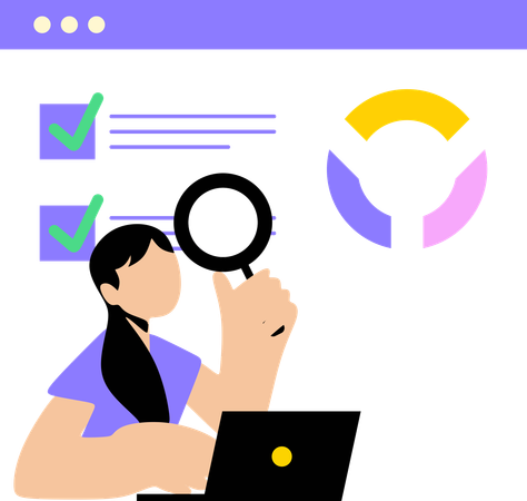 Woman working on control system  Illustration