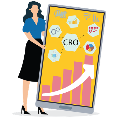 Woman working on Conversion Rate Optimization  Illustration