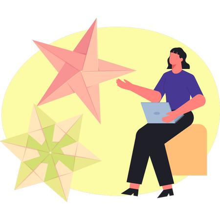 Woman working on craft star  Illustration