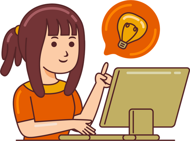 Woman Working on creative idea  Illustration