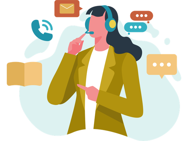 Woman Working on Customer care  Illustration