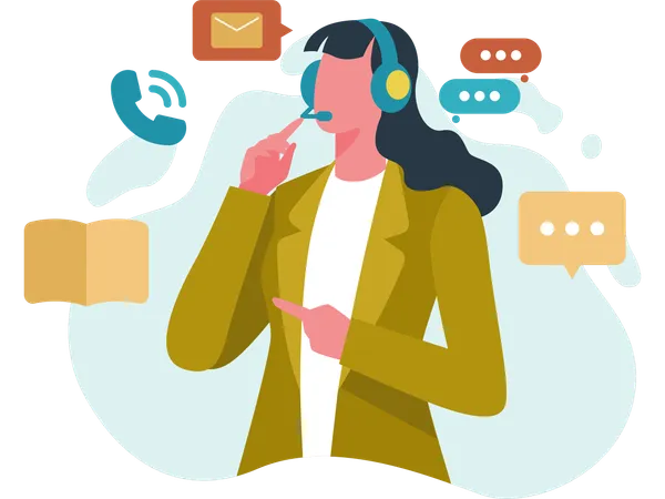Woman Working on Customer care  Illustration
