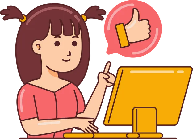 Woman Working on customer feedback  Illustration