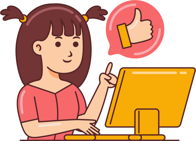 Woman Working on customer feedback  イラスト