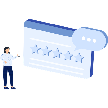 Woman working on customer rating  Illustration