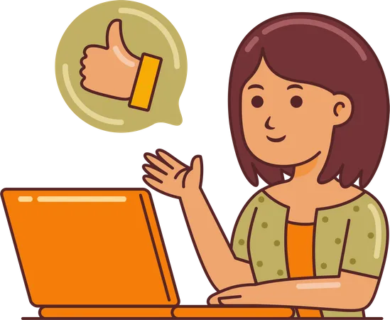 Woman Working on customer review  Illustration