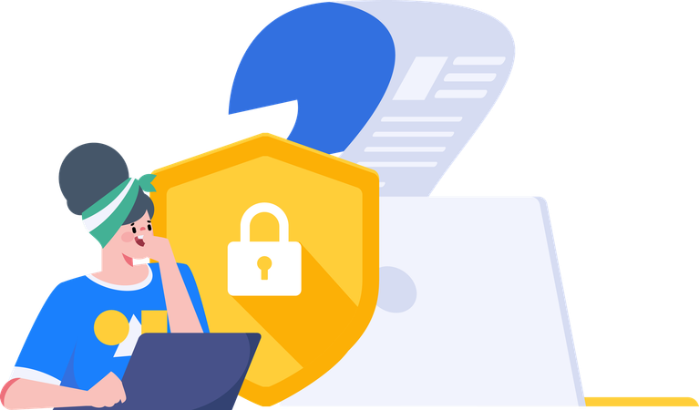 Woman working on cyber security  Illustration