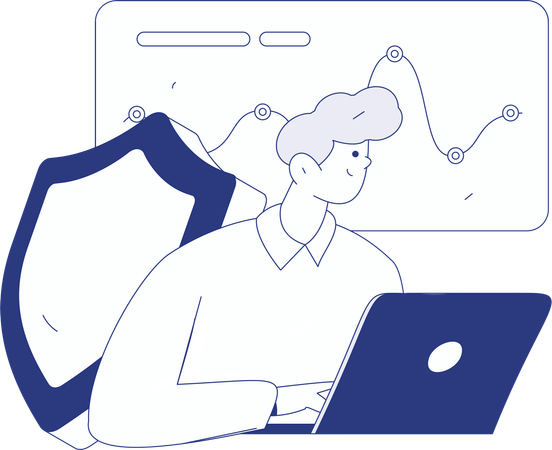 Woman working on cyber security  Illustration