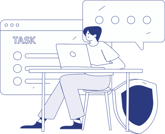 Woman working on cyber security  Illustration