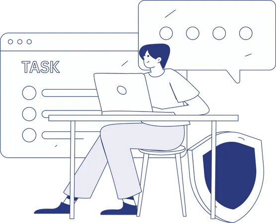 Woman working on cyber security  Illustration
