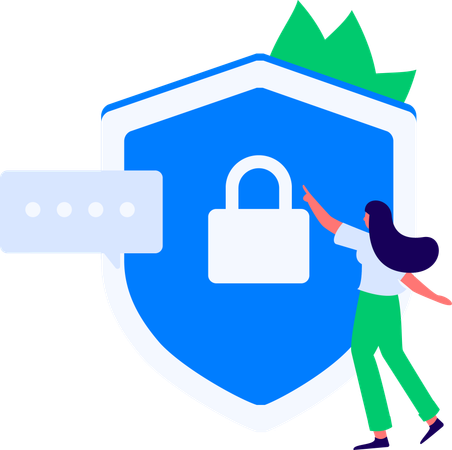 Woman working on cyber security  Illustration