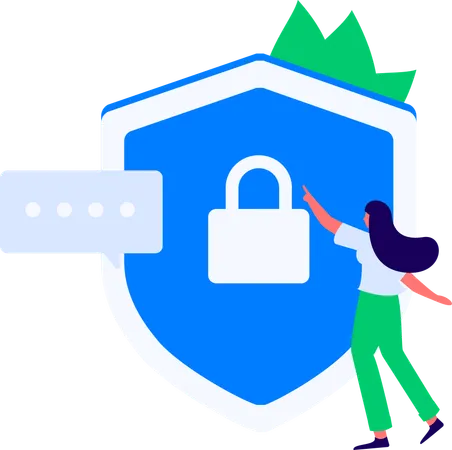 Woman working on cyber security  Illustration