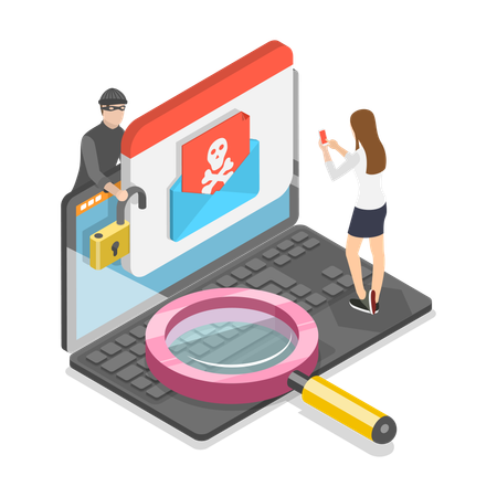 Woman working on Cyber Security  Illustration