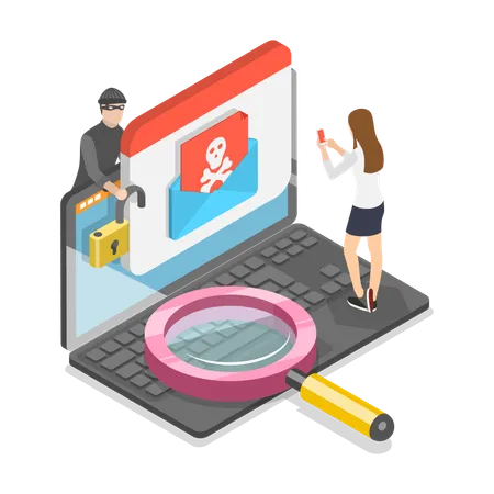 Woman working on Cyber Security  Illustration