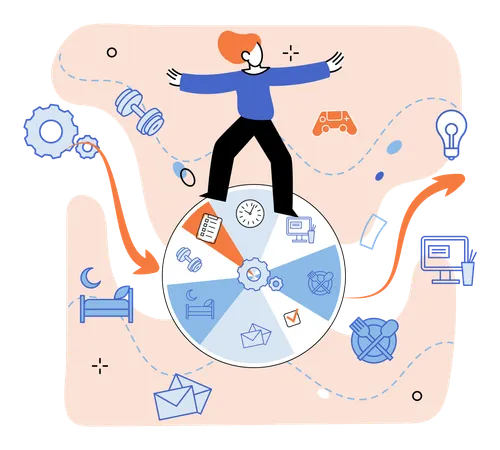 Woman working on daily schedule  Illustration