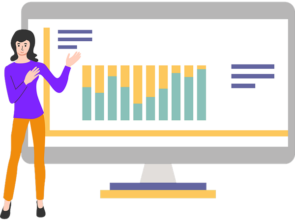 Woman working on Dashboard  Illustration