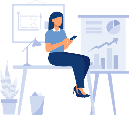 Woman working on data analysis  Illustration