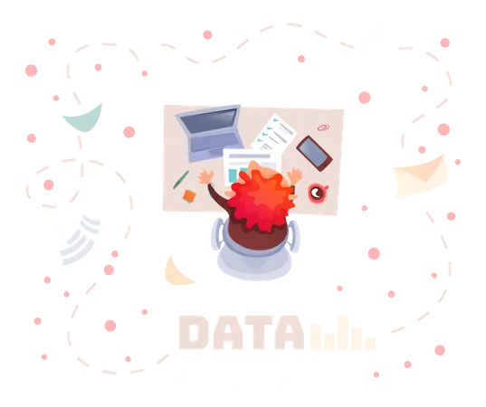 Woman working on data analysis  Illustration