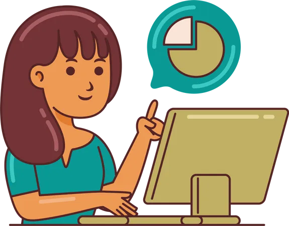 Woman Working on data analysis  Illustration