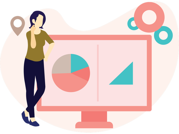 Woman working on data analysis  Illustration