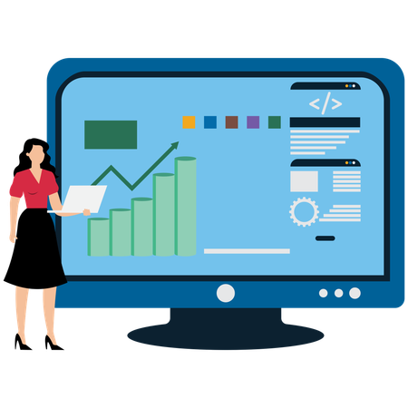 Woman working on Data Analytics Dashboard  Illustration