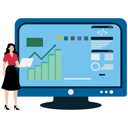 Woman working on Data Analytics Dashboard  Illustration