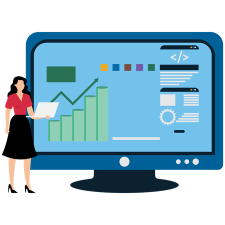 Woman working on Data Analytics Dashboard  Illustration
